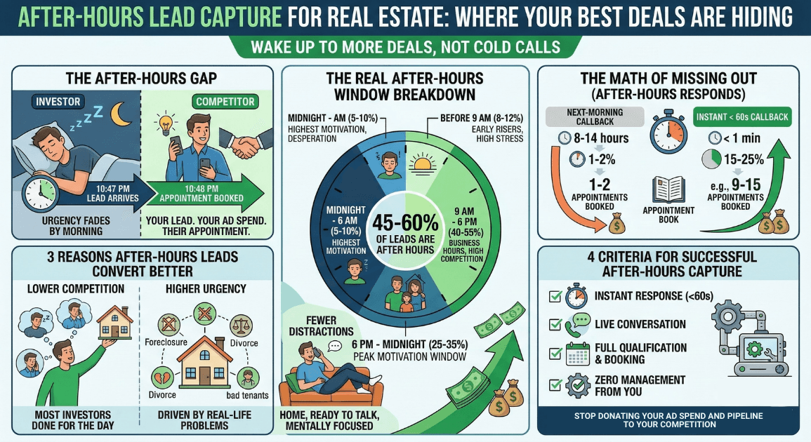 After-Hours Lead Capture for Real Estate: Where Your Best Deals Are Hiding