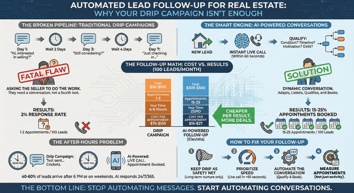 Automated Lead Follow-Up for Real Estate: Why Your Drip Campaign Isn't Enough