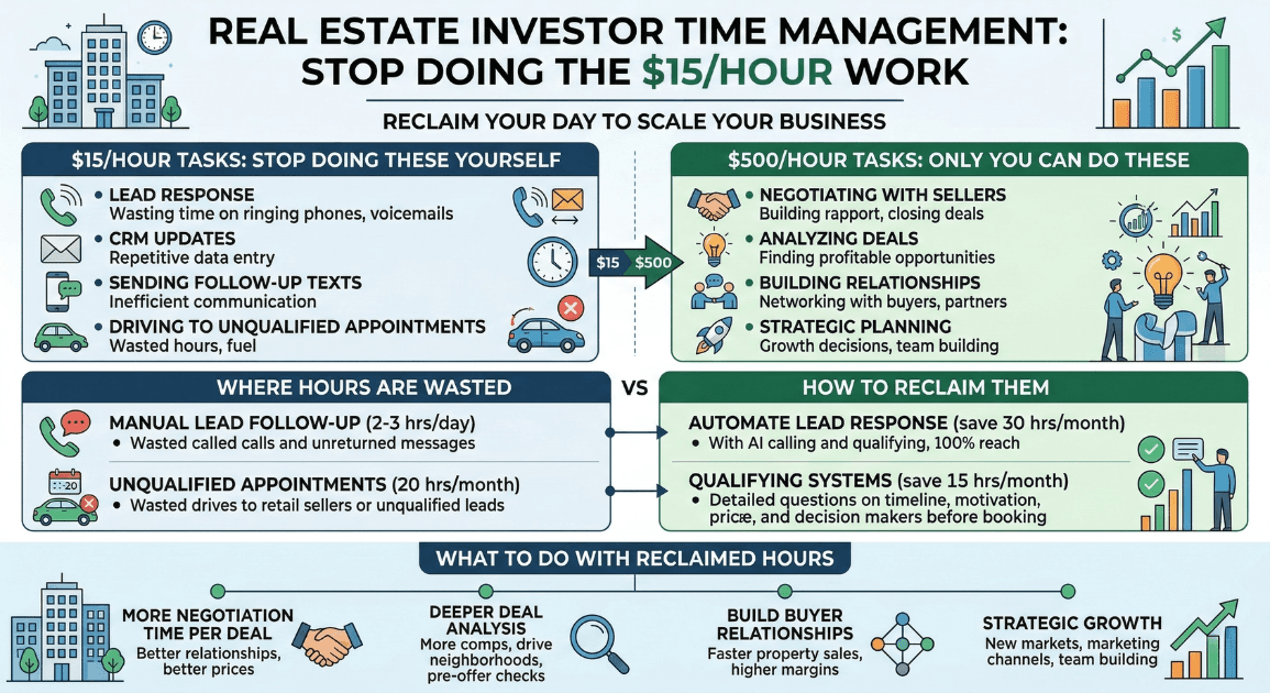 Real Estate Investor Time Management: Stop Doing the $15/Hour Work