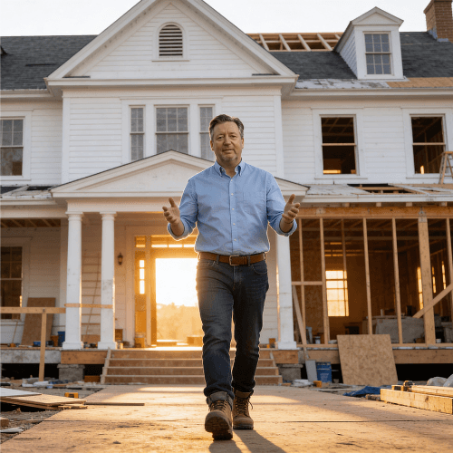 Ed Mathews at a construction site